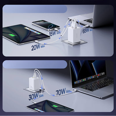 Baseus EnerFill FE11 2 x USB-C / USB-A 100W Wall Charger - White