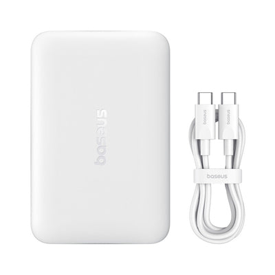 Baseus EnerFill FM11 Ultra-Mini 10000mAh 22.5W MagSafe Compatible Power Bank with Baseus Simple USB-C 20V/3A 30cm Cable - Whi