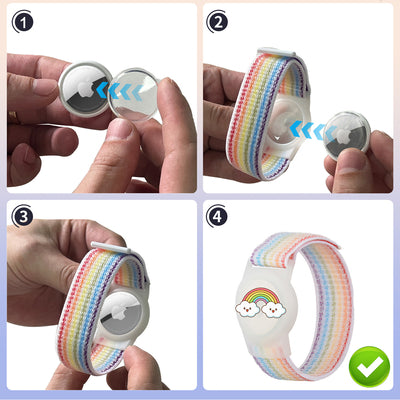 AirTag Case with Strap for Kids Nylon Wristband - with Rainbow Colored Strap — Hurtel