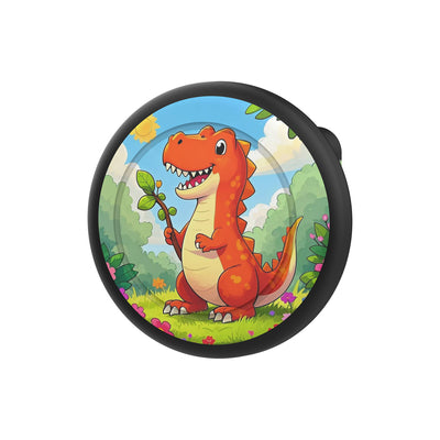 AirTag badge case - black with dinosaur print — Hurtel