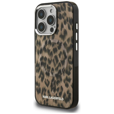 Karl Lagerfeld IML Leopard Pattern MagSafe Case for iPhone 16 Pro Max - Brown