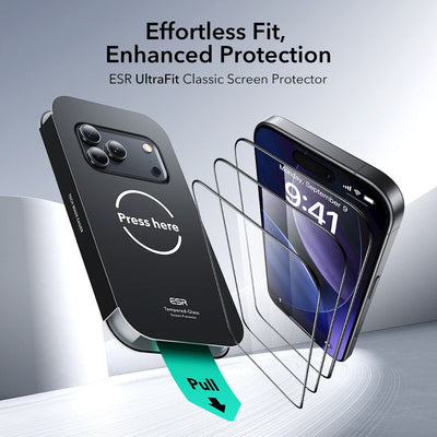 ESR UltraFit Tempered Glass 2-pack for iPhone 17 Pro - transparent