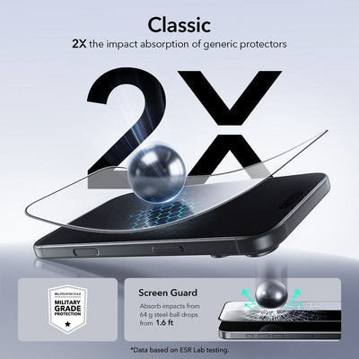 ESR UltraFit Tempered Glass 2-pack for iPhone 17 Pro - transparent