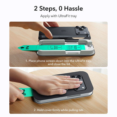 ESR UltraFit Tempered Glass 2-pack for iPhone 17 Pro Max - transparent