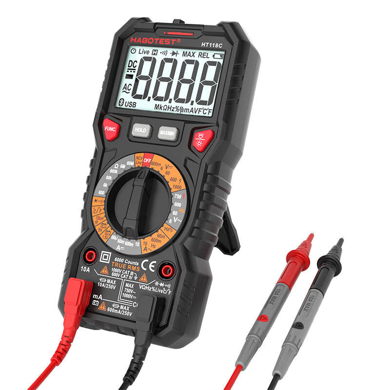 Digitalmultimeter mit Taschenlampe Habotest HT118C, True RMS, NCV, Batterieprüfung