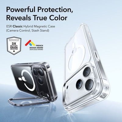 ESR Classic Hybrid Kickstand MagSafe Case for iPhone 17 Pro - Clear