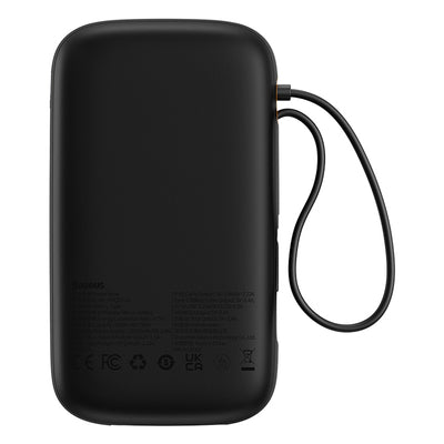 Baseus Qpow2 20000mAh 22.5W Powerbank with Dual Cable with Digital Display + Baseus Simple USB-C 3A Cable 0.3m (Black) - Blac