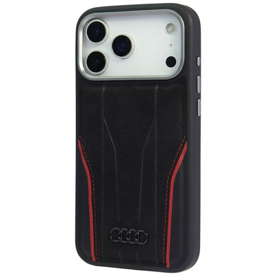 Audi R8 Genuine Leather MagSafe Case for iPhone 17 Pro - Black and Red