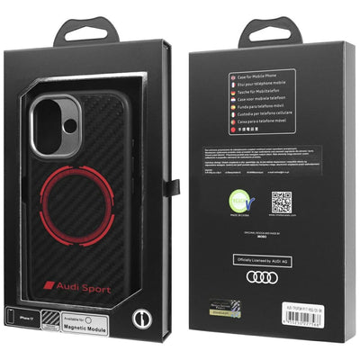 Audi RSQ Carbon Fiber Sport Red Circle MagSafe Case for iPhone 17 - Black