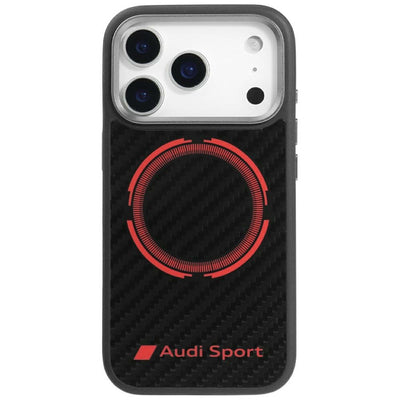 Audi RSQ Carbon Fiber Sport Red Circle MagSafe Case for iPhone 17 Pro - Black