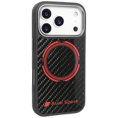 Audi RSQ Carbon Fiber Sport Red Circle MagSafe Case for iPhone 17 Pro - Black