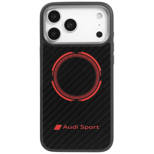 Audi RSQ Carbon Fiber Sport Red Circle MagSafe Case for iPhone 17 Pro Max - Black