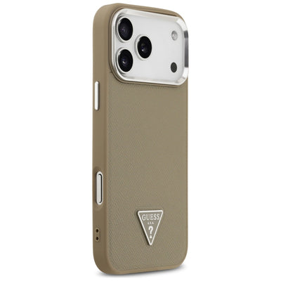 Guess Grained Triangle Logo MagSafe case for iPhone 17 Pro Max - brown