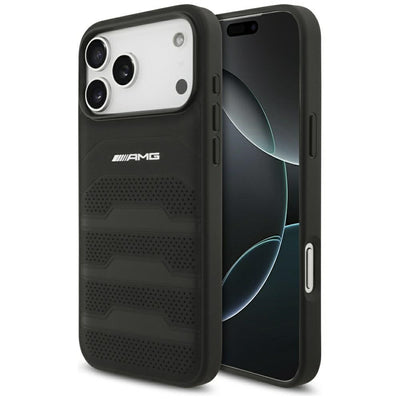 AMG Leather Debossed Lines Logo Case for iPhone 17 Pro Max - Black — Mercedes
