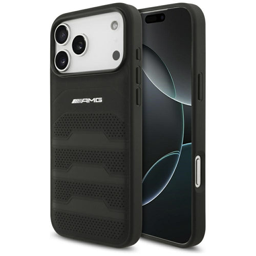 AMG Leather Debossed Lines Logo Case for iPhone 17 Pro Max - Black — Mercedes