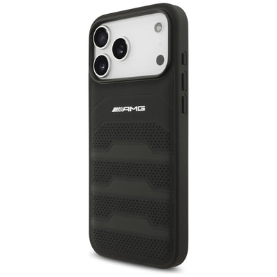 AMG Leather Debossed Lines Logo Case for iPhone 17 Pro Max - Black — Mercedes