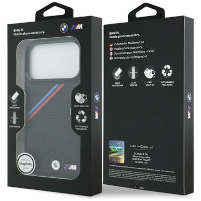 BMW M Tricolor Metal Logo MagSafe Case for iPhone 17 Pro - Black