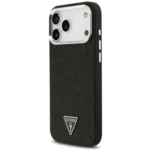 Guess Glitter Triangle Logo MagSafe Case for iPhone 17 Pro Max - Black