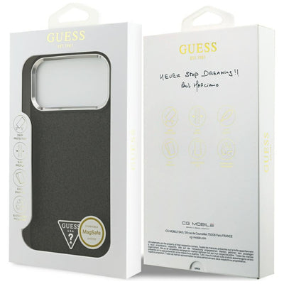 Guess Glitter Triangle Logo MagSafe Case for iPhone 17 Pro Max - Black