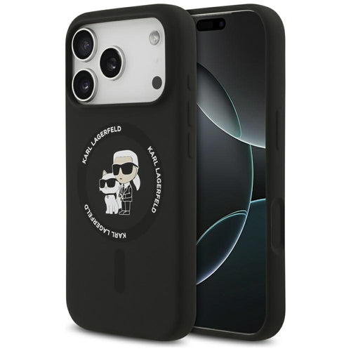 Karl Lagerfeld Silicone Karl&Choupette Ring MagSafe Case for iPhone 17 Pro Max - Black