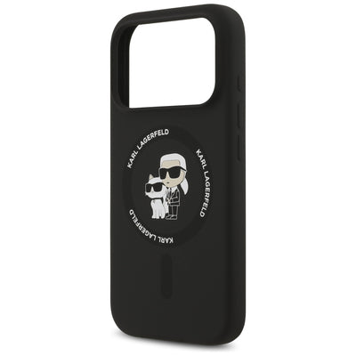 Karl Lagerfeld Silicone Karl&Choupette Ring MagSafe Case for iPhone 17 Pro Max - Black