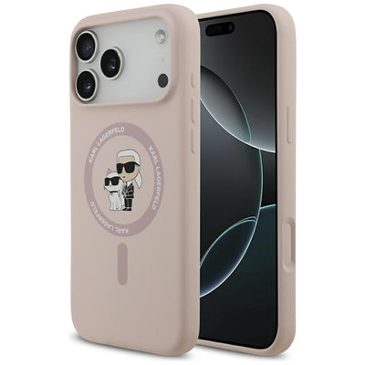 Karl Lagerfeld Silicone Karl&Choupette Ring MagSafe Case for iPhone 17 Pro Max - Pink