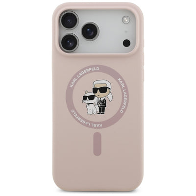 Karl Lagerfeld Silicone Karl&Choupette Ring MagSafe Case for iPhone 17 Pro Max - Pink