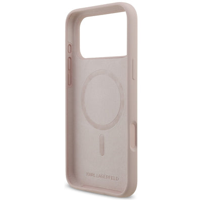 Karl Lagerfeld Silicone Karl&Choupette Ring MagSafe Case for iPhone 17 Pro Max - Pink
