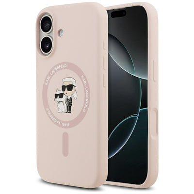 Karl Lagerfeld Silicone Karl&Choupette Ring MagSafe Case for iPhone 17 - Pink