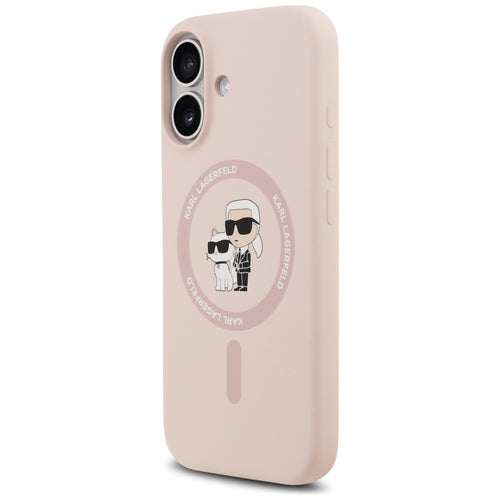 Karl Lagerfeld Silicone Karl&Choupette Ring MagSafe Case for iPhone 17 - Pink