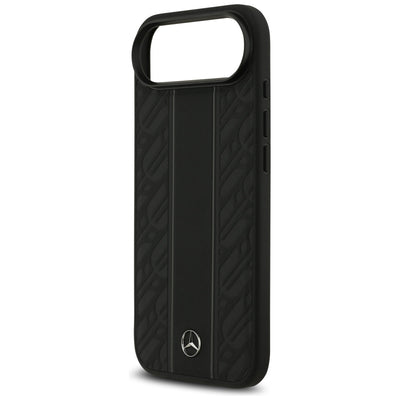 Mercedes Leather Laurel Leaves Stripes MagSafe Case for iPhone 17 Air - Black