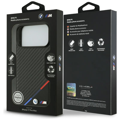 BMW M Carbon Tricolor Line MagSafe Case for iPhone 17 Pro Max - Black