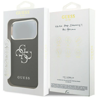 Guess Grained Big 4G Classic Logo case for iPhone 17 Pro - black