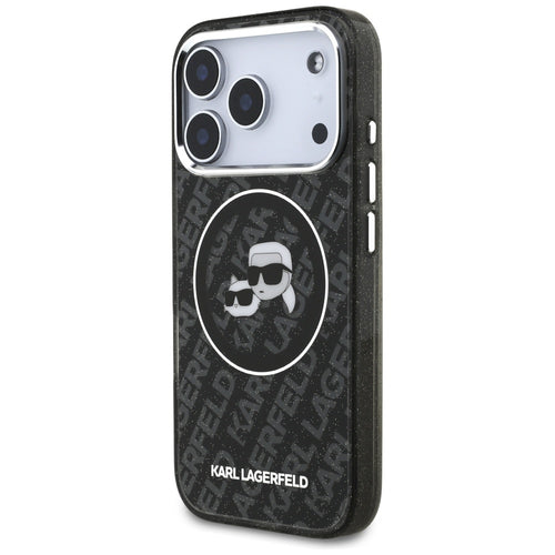 Karl Lagerfeld IML Glitter Karl&Choupette Heads Logo MagSafe Case for iPhone 17 Pro - Black