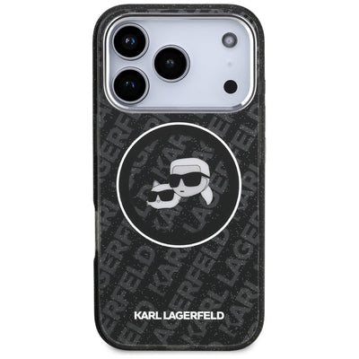 Karl Lagerfeld IML Glitter Karl&Choupette Heads Logo MagSafe Case for iPhone 17 Pro - Black