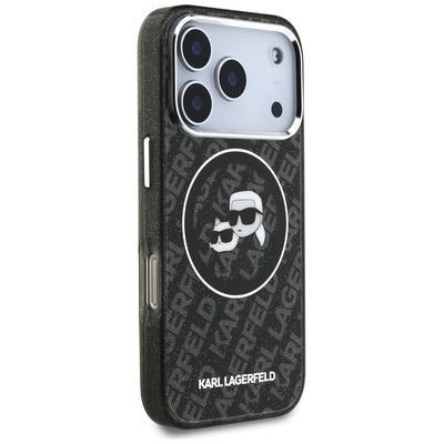 Karl Lagerfeld IML Glitter Karl&Choupette Heads Logo MagSafe Case for iPhone 17 Pro - Black