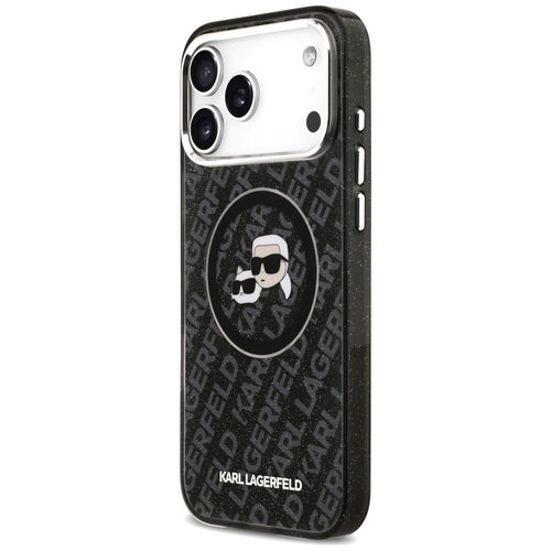 Karl Lagerfeld IML Glitter Karl&Choupette Heads Logo MagSafe Case for iPhone 17 Pro Max - Black
