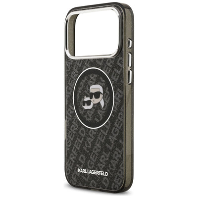 Karl Lagerfeld IML Glitter Karl&Choupette Heads Logo MagSafe Case for iPhone 17 Pro Max - Black