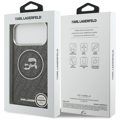 Karl Lagerfeld IML Glitter Karl&Choupette Heads Logo MagSafe Case for iPhone 17 Pro Max - Black
