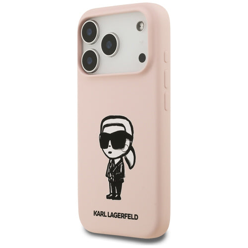Karl Lagerfeld Silicone Karl Sketch & Logo MagSafe Case for iPhone 17 Pro Max - Pink