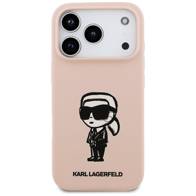 Karl Lagerfeld Silicone Karl Sketch & Logo MagSafe Case for iPhone 17 Pro Max - Pink