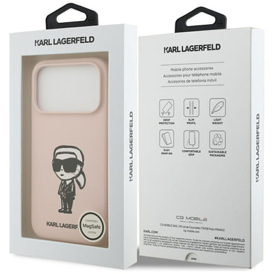 Karl Lagerfeld Silicone Karl Sketch & Logo MagSafe Case for iPhone 17 Pro Max - Pink