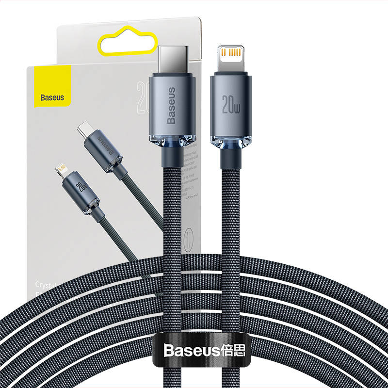 Baseus Crystal Shine cable USB-C to Lightning, 20W, PD, 2m (black) - Image 1