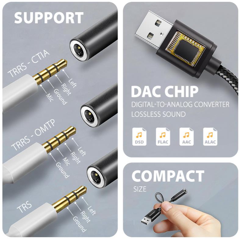 ADAPTER USB-C TO AUDIO 3.5MM/DAC 0.1M ADA-HA AXAGON