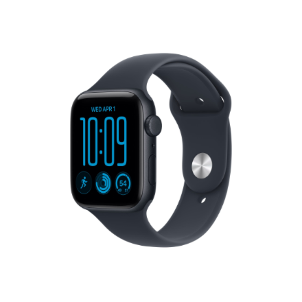 Apple Watch SE 3 GPS + Cellular 44mm Midnight Aluminium Case with Navy Blue Sport Band - S/M | Apple