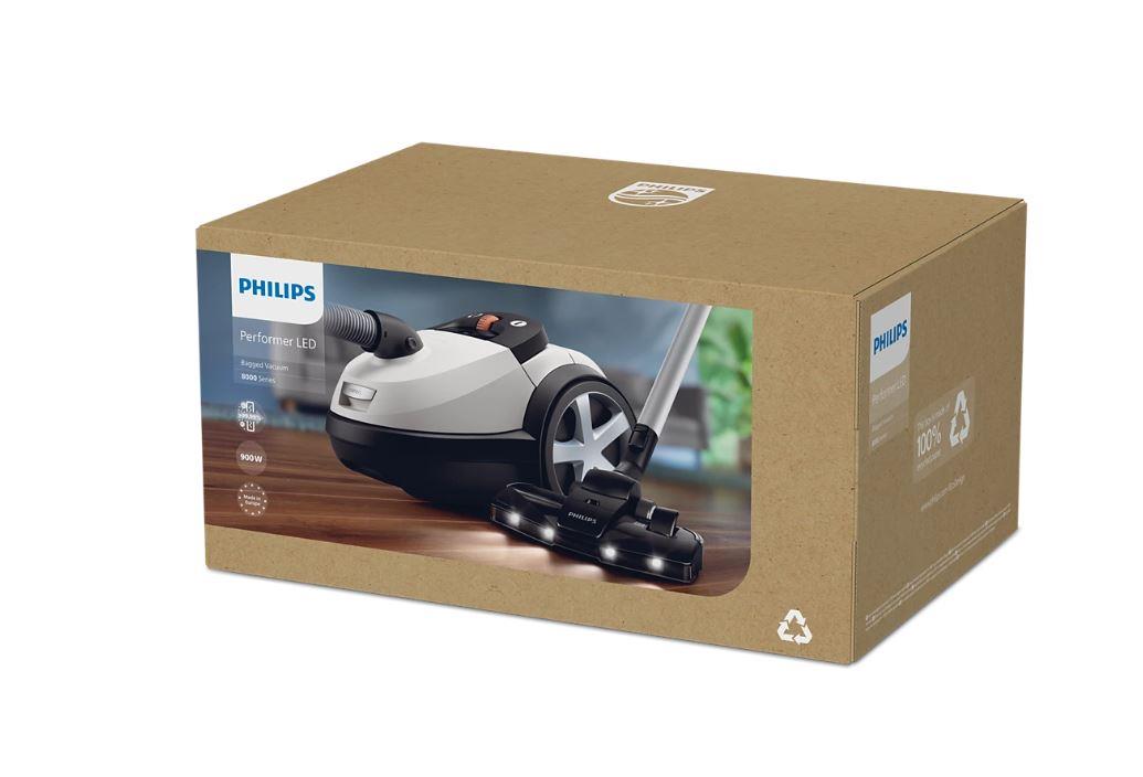 Vacuum Cleaner PHILIPS Performer LED 8000 Series Bagged/For carpets 900 Watts Noise 75 dB White Weight 5.3 kg XD8142/12
