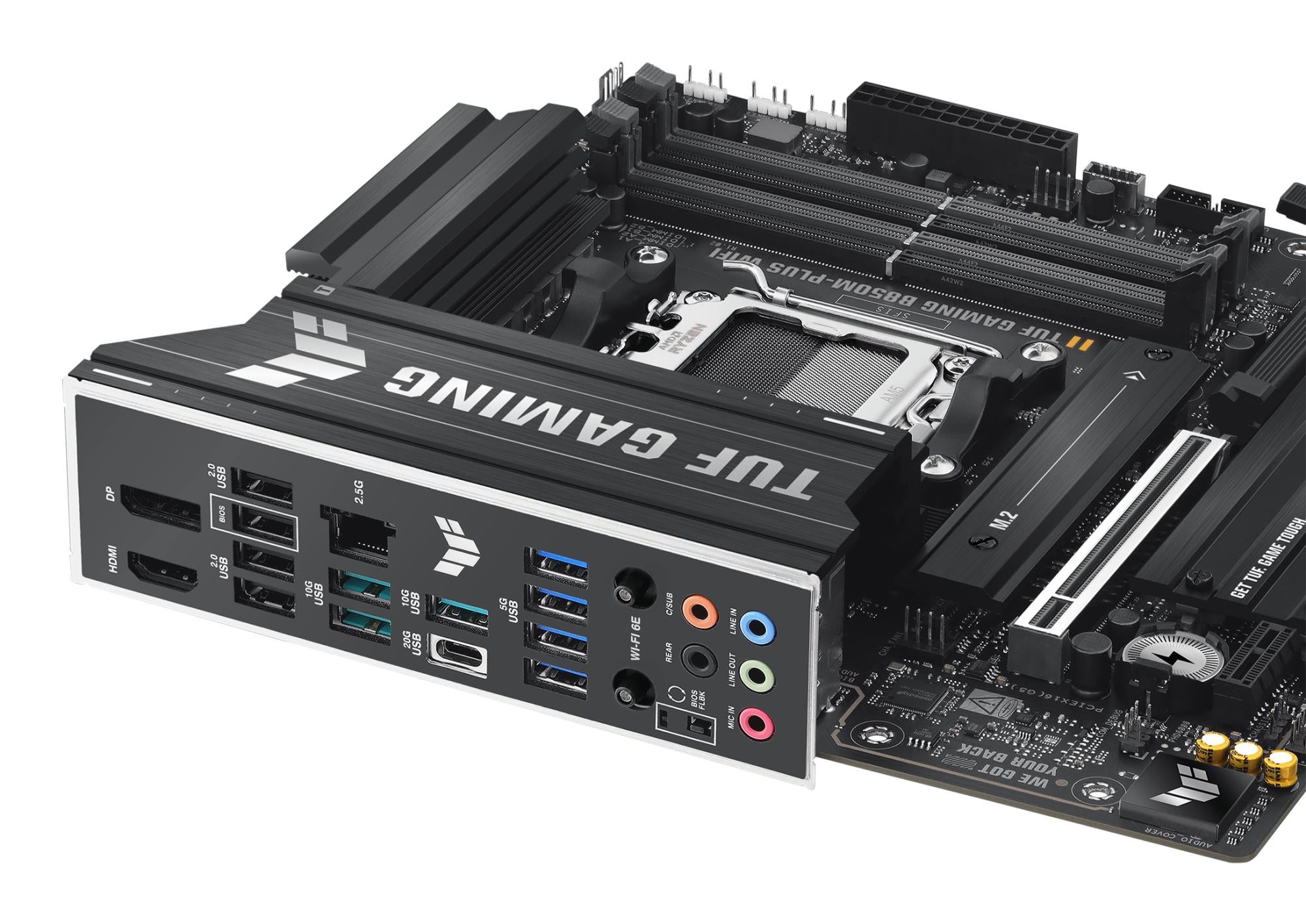 Mainboard ASUS AMD B850 SAM5 Micro-ATX Memory DDR5 Memory slots 4 1xPCI-Express 4.0 1x 1xPCI-Express 4.0 16x 1xPCI-Express 5.0 16x 3xM.2 1xHDMI 1xDisplayPort 11xUSB 2.0 2xUSB-C 1xRJ45 5xAudio port GAMINGB850M-PLUSWIFI