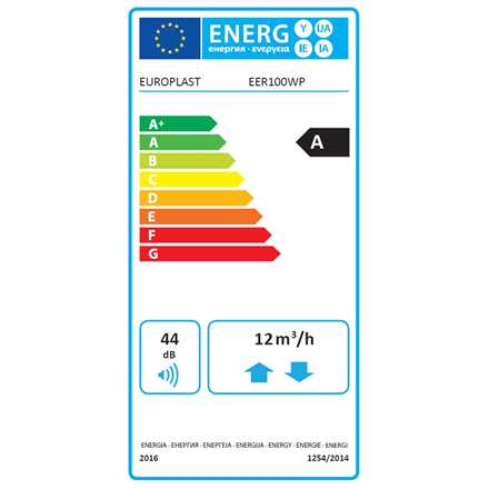 Europlast | Wall Recuperator | EER100WP, DN100 | White