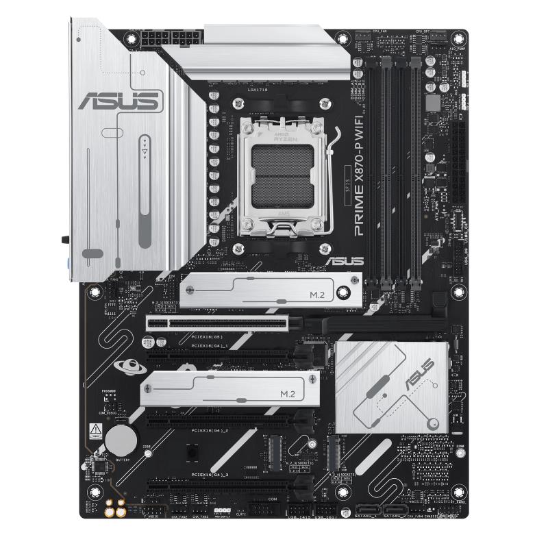 Mainboard ASUS AMD X870 SAM5 ATX Memory DDR5 Memory slots 4 4xPCI-Express 4.0 16x 1xPCI-Express 5.0 16x 4xM.2 1xHDMI 4xUSB 2.0 4xUSB 3.2 2xUSB-C 1xRJ45 3xAudio port PRIMEX870-PWIFI