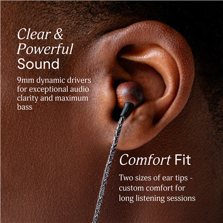 Marley Wired Earbuds | Smile Jamaica | Built-in microphone | USB Type-C | Signature Black